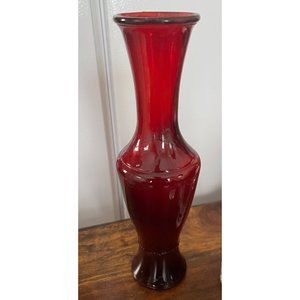 11" Ruby red Glass vase vintage rope design